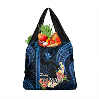 Blue Hawaii Grocery Bag Pray For Maui Hawaiian Plumeria Be Strong