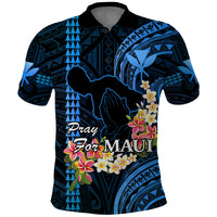 Hawaii Polo Shirt Pray For Maui Hawaiian Plumeria Be Strong Blue Verison LT14 Blue - Polynesian Pride
