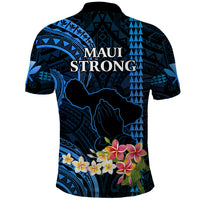 Hawaii Polo Shirt Pray For Maui Hawaiian Plumeria Be Strong Blue Verison LT14 - Polynesian Pride
