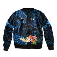 Personalised Hawaii Bomber Jacket Pray For Maui Hawaiian Plumeria Be Strong Blue Verison LT14 - Polynesian Pride