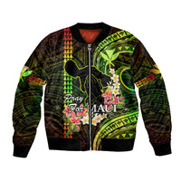 Hawaii Bomber Jacket Pray For Maui Hawaiian Plumeria Be Strong Reggae Verison LT14 Unisex Reggae - Polynesian Pride
