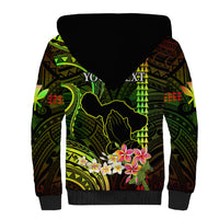 Personalised Hawaii Sherpa Hoodie Pray For Maui Hawaiian Plumeria Be Strong Reggae Verison LT14 - Polynesian Pride