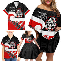 Personalised Te Reo Maori New Zealand Family Matching Off Shoulder Short Dress and Hawaiian Shirt Kia Haka Maori Fern With Tino Rangatiratanga LT14 - Polynesian Pride