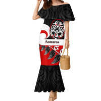 Personalised Te Reo Maori New Zealand Mermaid Dress Kia Haka Maori Fern With Tino Rangatiratanga LT14 Women Red - Polynesian Pride