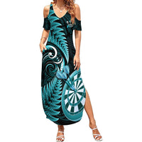 New Zealand Darts Summer Maxi Dress Happiness Is A Tight Threesome Maori Turquoise LT14 Women Turquoise - Polynesian Pride