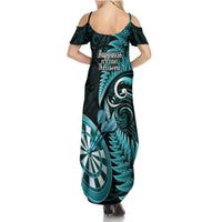 New Zealand Darts Summer Maxi Dress Happiness Is A Tight Threesome Maori Turquoise LT14 - Polynesian Pride