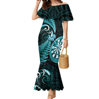 Personalised New Zealand Darts Mermaid Dress Happiness Is A Tight Threesome Maori Turquoise LT14 Women Turquoise - Polynesian Pride