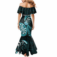 Personalised New Zealand Darts Mermaid Dress Happiness Is A Tight Threesome Maori Turquoise LT14 - Polynesian Pride