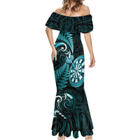 Personalised New Zealand Darts Mermaid Dress Happiness Is A Tight Threesome Maori Turquoise LT14 - Polynesian Pride
