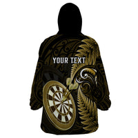 Personalised New Zealand Darts Wearable Blanket Hoodie Happiness Is A Tight Threesome Maori Gold LT14 - Polynesian Pride