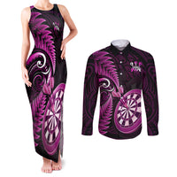 New Zealand Darts Couples Matching Tank Maxi Dress and Long Sleeve Button Shirts Happiness Is A Tight Threesome Maori Pink LT14 Pink - Polynesian Pride