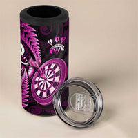 Personalised New Zealand Darts 4 in 1 Can Cooler Tumbler Happiness Is A Tight Threesome Maori Pink