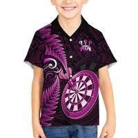 Personalised New Zealand Darts Family Matching Summer Maxi Dress and Hawaiian Shirt Happiness Is A Tight Threesome Maori Pink LT14 Son's Shirt Pink - Polynesian Pride