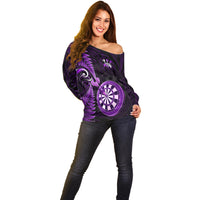 New Zealand Darts Off Shoulder Sweater Happiness Is A Tight Threesome Maori Purple LT14 - Polynesian Pride