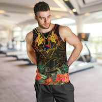 Papua New Guinea Central Province Men Tank Top Papua Niugini Coat Of Arms With Flag Style LT14 - Polynesian Pride