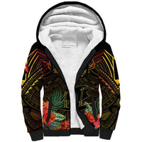 Papua New Guinea Central Province Sherpa Hoodie Papua Niugini Coat Of Arms With Flag Style LT14 Unisex Black - Polynesian Pride