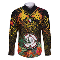 Papua New Guinea East New Britain Province Family Matching Long Sleeve Bodycon Dress and Hawaiian Shirt Papua Niugini Coat Of Arms With Flag Style LT14 Dad's Shirt - Long Sleeve Black - Polynesian Pride
