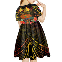 Papua New Guinea Western Province Kid Short Sleeve Dress Papua Niugini Coat Of Arms With Flag Style LT14 - Polynesian Pride