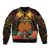 Papua New Guinea Western Province Sleeve Zip Bomber Jacket Papua Niugini Coat Of Arms With Flag Style LT14 - Polynesian Pride
