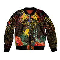 Papua New Guinea Manus Province Bomber Jacket Papua Niugini Coat Of Arms With Flag Style LT14 Unisex Black - Polynesian Pride
