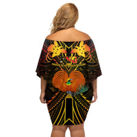 Papua New Guinea Manus Province Off Shoulder Short Dress Papua Niugini Coat Of Arms With Flag Style LT14 - Polynesian Pride