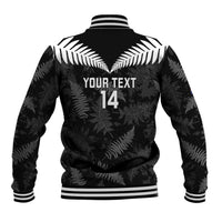 Custom New Zealand Silver Fern Football Baseball Jacket Go Aotearoa Grunge Black - Polynesian Pride