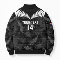 Custom New Zealand Silver Fern Football Bomber Puffer Jacket Go Aotearoa Grunge Black - Polynesian Pride