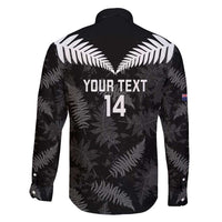 Custom New Zealand Silver Fern Football Family Matching Short Sleeve Bodycon Dress and Hawaiian Shirt Go Aotearoa Grunge Black - Polynesian Pride