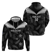 Custom New Zealand Silver Fern Football Hoodie Go Aotearoa Grunge Black - Polynesian Pride