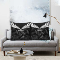 Custom New Zealand Silver Fern Football Pillow Cover Go Aotearoa Grunge Black - Polynesian Pride