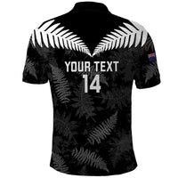 Custom New Zealand Silver Fern Football Polo Shirt Go Aotearoa Grunge Black - Polynesian Pride