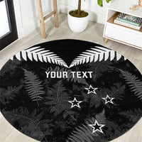 Custom New Zealand Silver Fern Football Round Carpet Go Aotearoa Grunge Black - Polynesian Pride