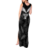 Custom New Zealand Silver Fern Football Tank Maxi Dress Go Aotearoa Grunge Black - Polynesian Pride