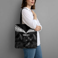 Custom New Zealand Silver Fern Football Tote Bag Go Aotearoa Grunge Black - Polynesian Pride