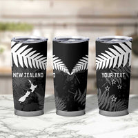 Custom New Zealand Silver Fern Football Tumbler Cup Go Aotearoa Grunge Black - Polynesian Pride