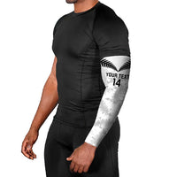 Custom New Zealand Silver Fern Football Arm Sleeves Go Aotearoa Grunge White - Polynesian Pride