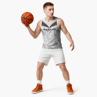 Custom New Zealand Silver Fern Football Basketball Jersey Go Aotearoa Grunge White - Polynesian Pride