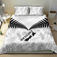 Custom New Zealand Silver Fern Football Bedding Set Go Aotearoa Grunge White - Polynesian Pride
