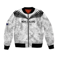 Custom New Zealand Silver Fern Football Bomber Jacket Go Aotearoa Grunge White - Polynesian Pride