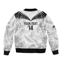 Custom New Zealand Silver Fern Football Bomber Jacket Go Aotearoa Grunge White - Polynesian Pride