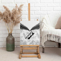 Custom New Zealand Silver Fern Football Canvas Wall Art Go Aotearoa Grunge White - Polynesian Pride