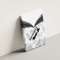 Custom New Zealand Silver Fern Football Canvas Wall Art Go Aotearoa Grunge White - Polynesian Pride