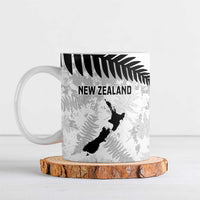 Custom New Zealand Silver Fern Football Ceramic Mug Go Aotearoa Grunge White - Polynesian Pride