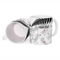 Custom New Zealand Silver Fern Football Ceramic Mug Go Aotearoa Grunge White - Polynesian Pride