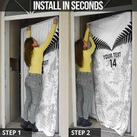 Custom New Zealand Silver Fern Football Door Cover Go Aotearoa Grunge White - Polynesian Pride