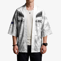 Custom New Zealand Silver Fern Football Kimono Go Aotearoa Grunge White - Polynesian Pride