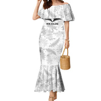 Custom New Zealand Silver Fern Football Mermaid Dress Go Aotearoa Grunge White - Polynesian Pride
