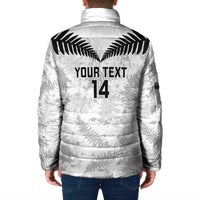 Custom New Zealand Silver Fern Football Padded Jacket Go Aotearoa Grunge White - Polynesian Pride