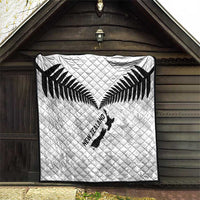 Custom New Zealand Silver Fern Football Quilt Go Aotearoa Grunge White - Polynesian Pride