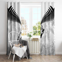 Custom New Zealand Silver Fern Football Window Curtain Go Aotearoa Grunge White - Polynesian Pride